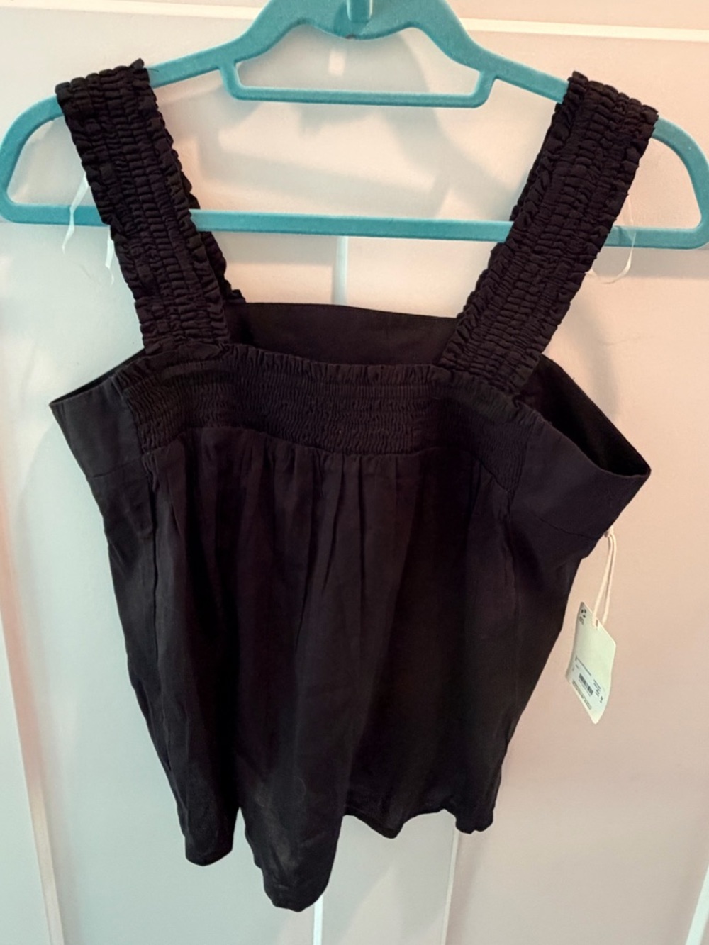 A.N.A Smocked Strap Tank Top Small Black NWT Square Neck Summer Top